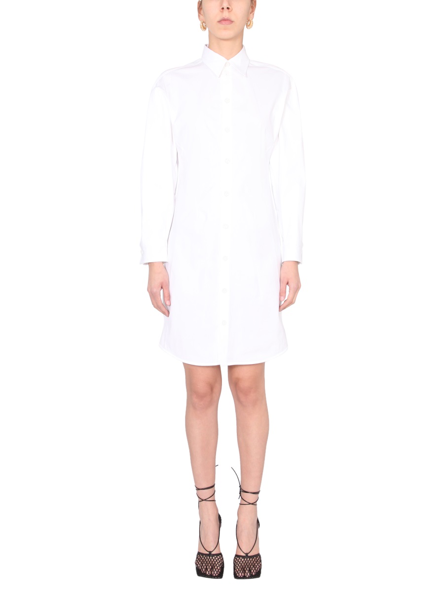 Bottega Veneta Relaxed Front Button Chemisier Dress with Kimono Sleeves Wit