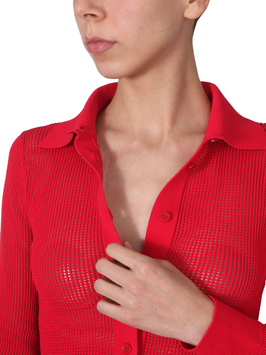 Bottega Veneta Mesh Knit Cardigan with Fitted Silhouette Neutraal