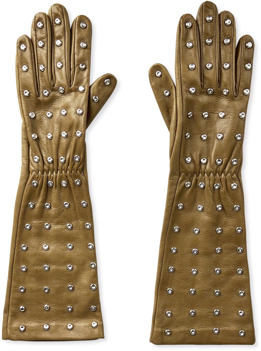 Bottega Veneta Embossed Logo Studs Leather Groen