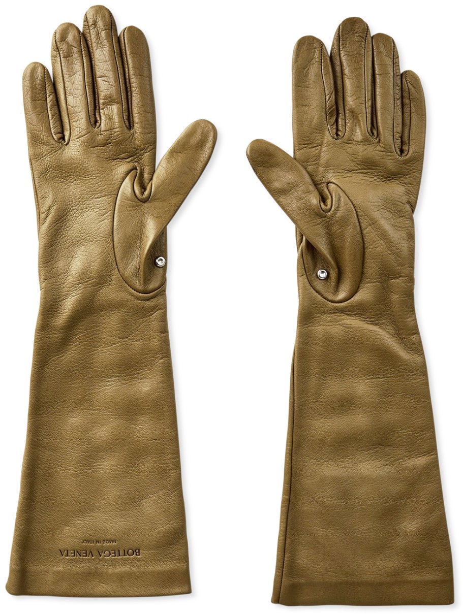 Bottega Veneta Embossed Logo Studs Leather Groen