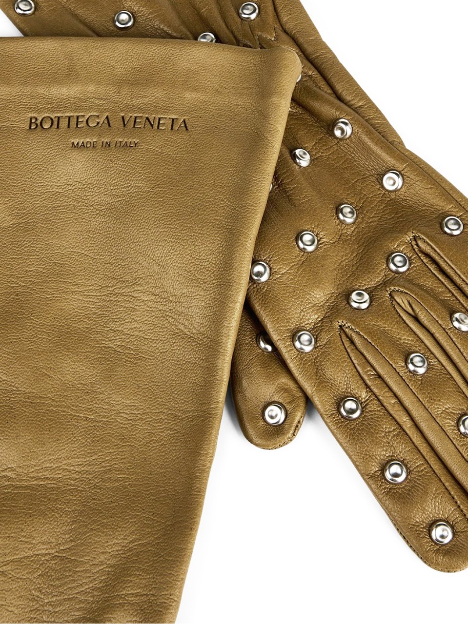 Bottega Veneta Embossed Logo Studs Leather Groen