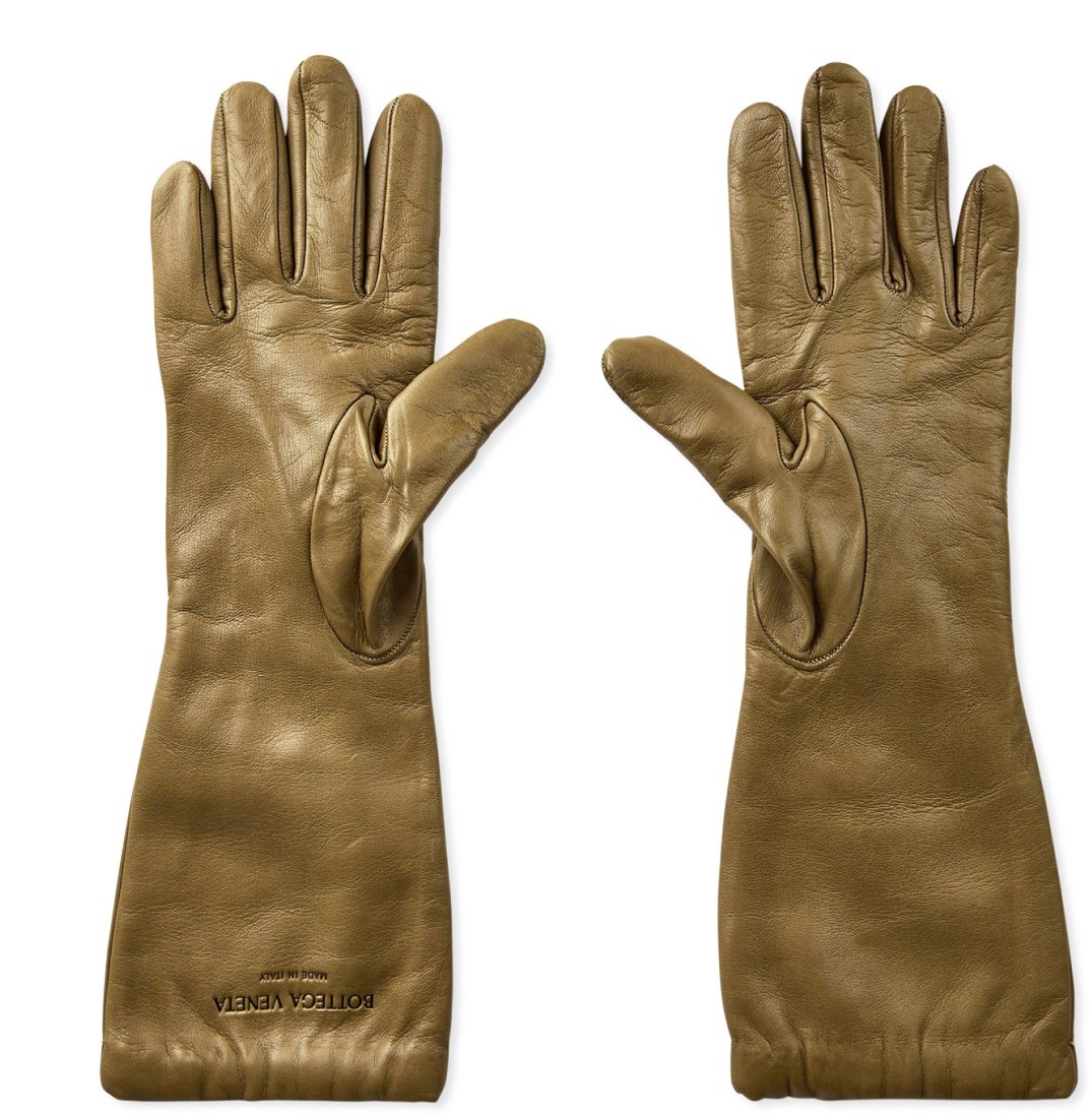 Bottega Veneta Embossed Logo Leather Gloves Groen
