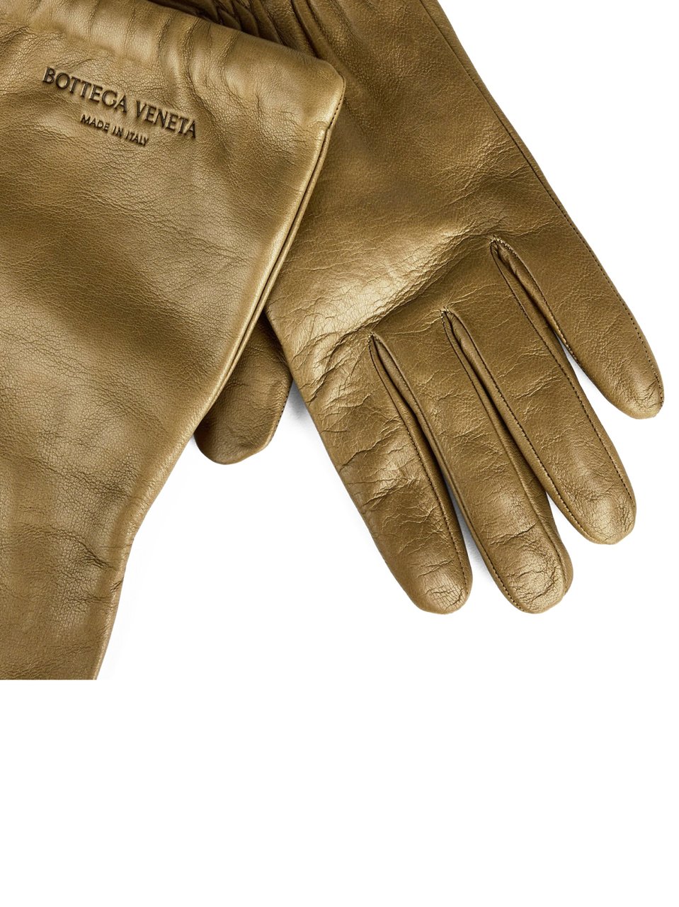 Bottega Veneta Embossed Logo Leather Gloves Groen