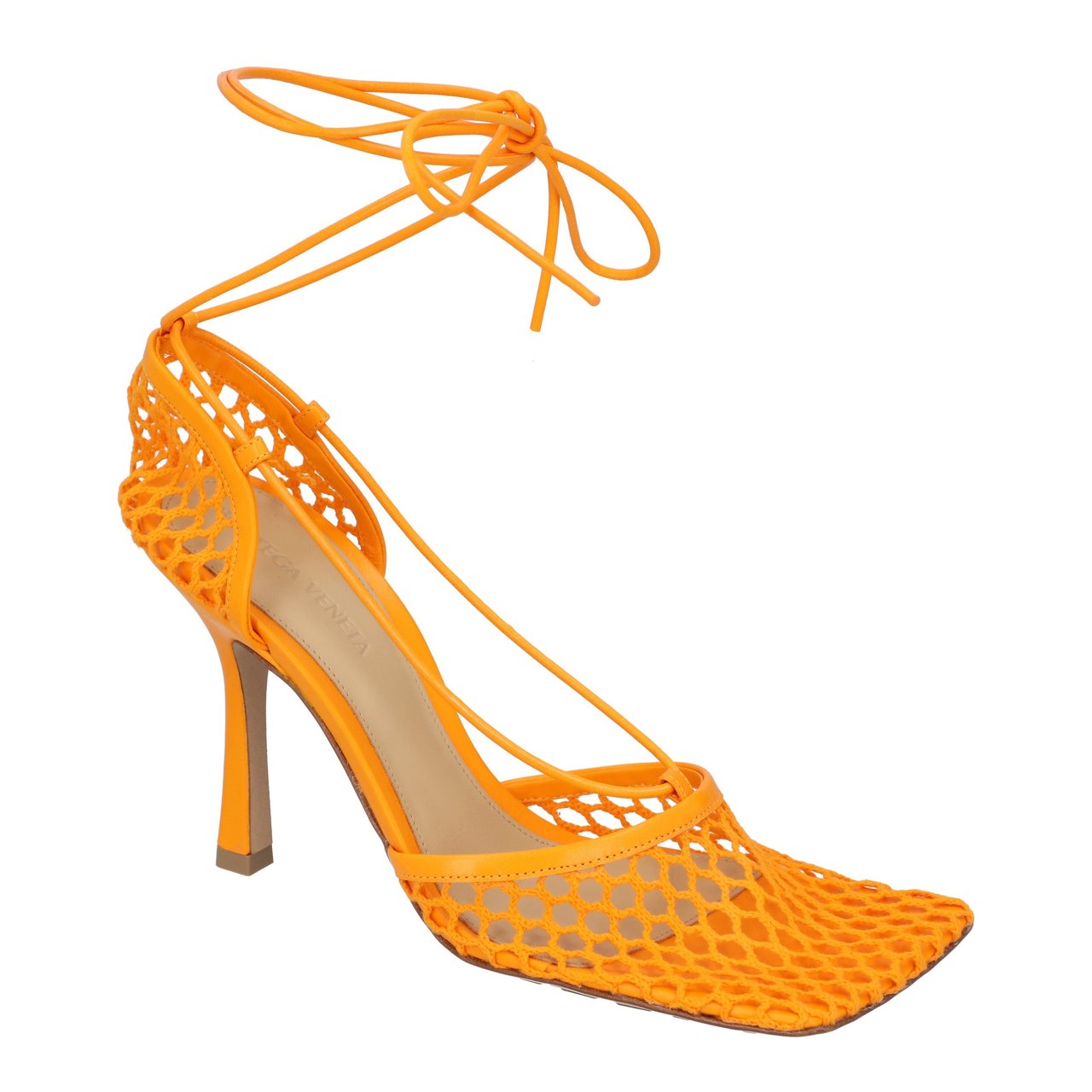 Bottega Veneta Stretch Lace-Up Sandal Orange Oranje