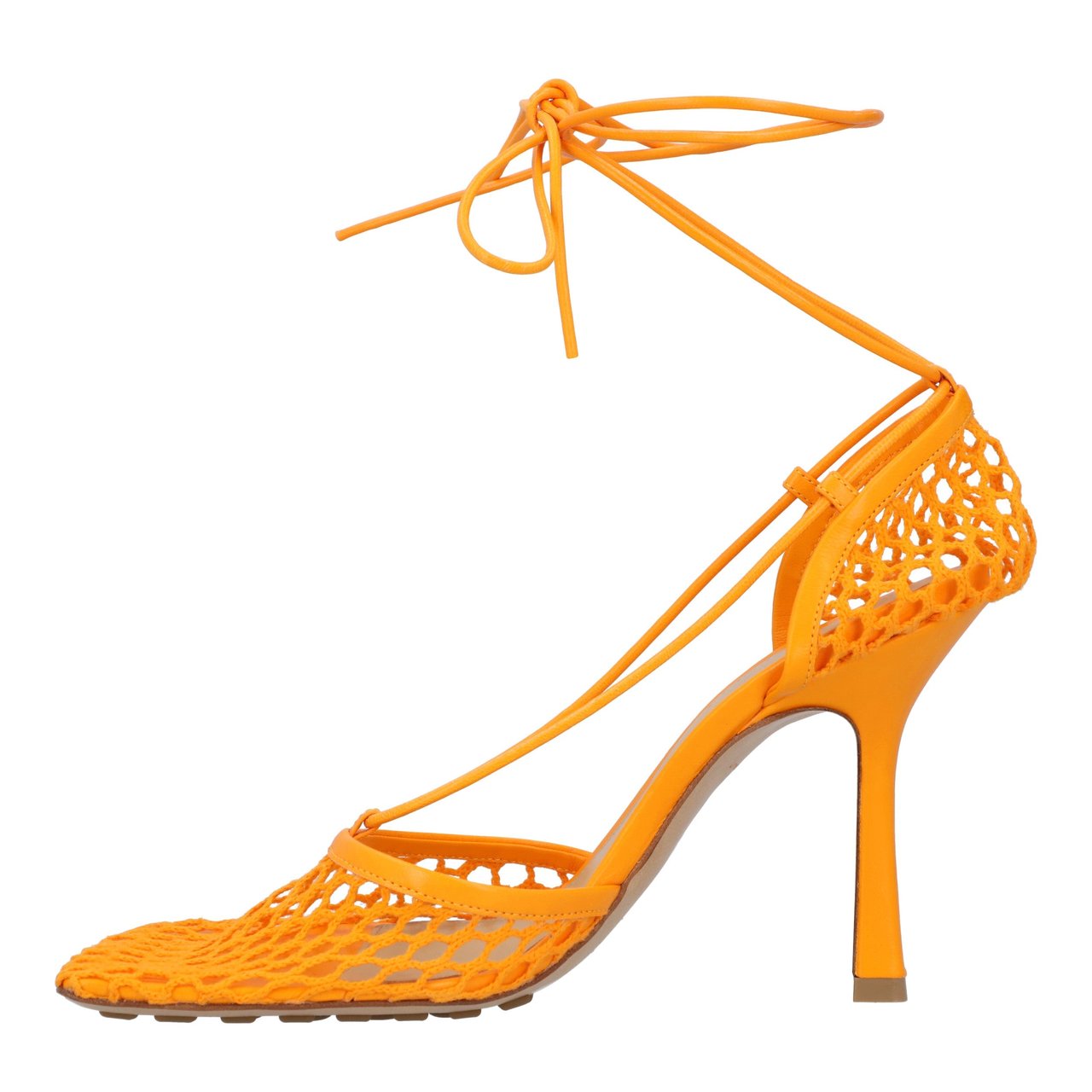 Bottega Veneta Stretch Lace-Up Sandal Orange Oranje
