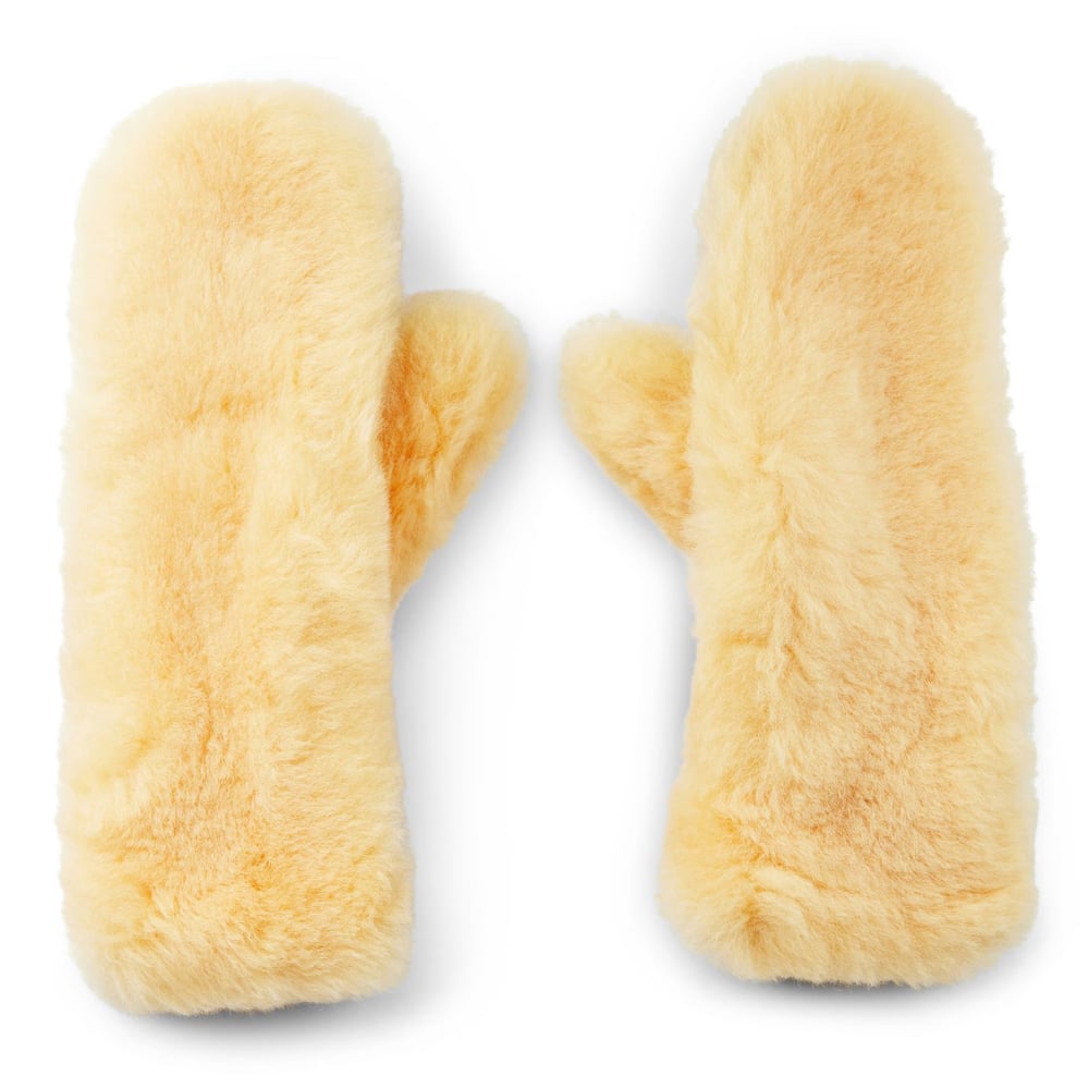 Bottega Veneta Teddy Shearling And Leather Logo Gloves Beige