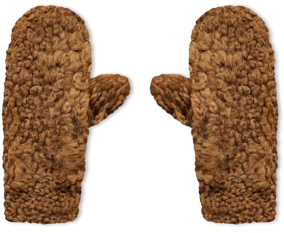 Bottega Veneta Teddy Shearling And Leather Logo Gloves Bruin