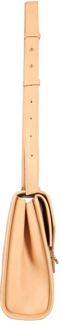 Bottega Veneta Sleek Leather Clip Bag with Removable Strap Bruin