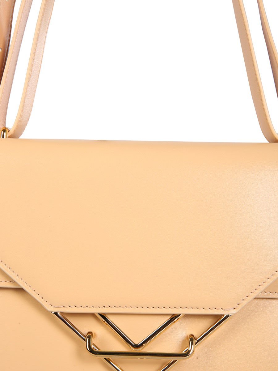 Bottega Veneta Sleek Leather Clip Bag with Removable Strap Bruin