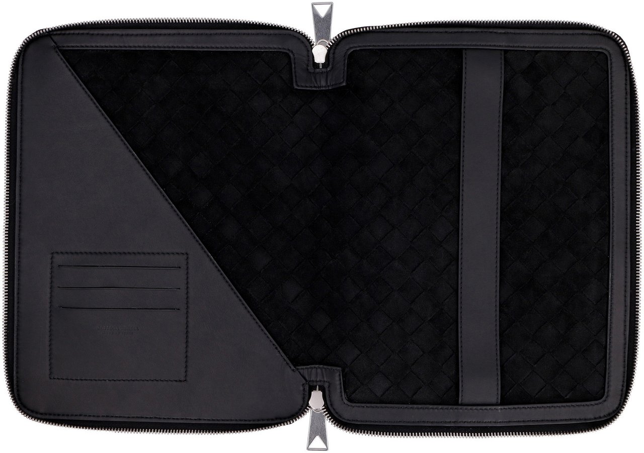 Bottega Veneta Intrecciato Hydrology document case pouch Zwart