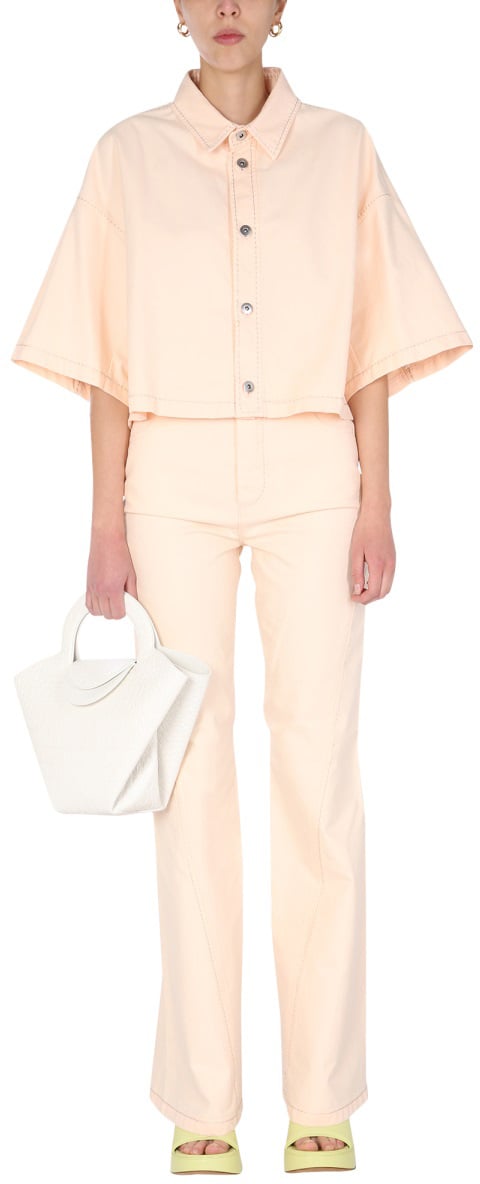 Bottega Veneta High-Waisted Flared Jeans with Front Button Closure Neutraal