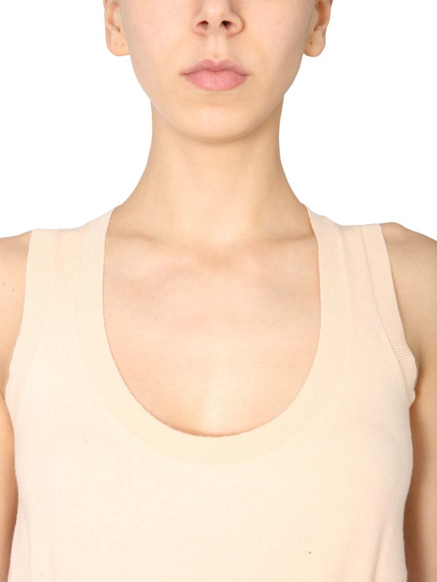 Bottega Veneta Sleeveless Cashmere Blend Sweater with Round Neckline Neutraal