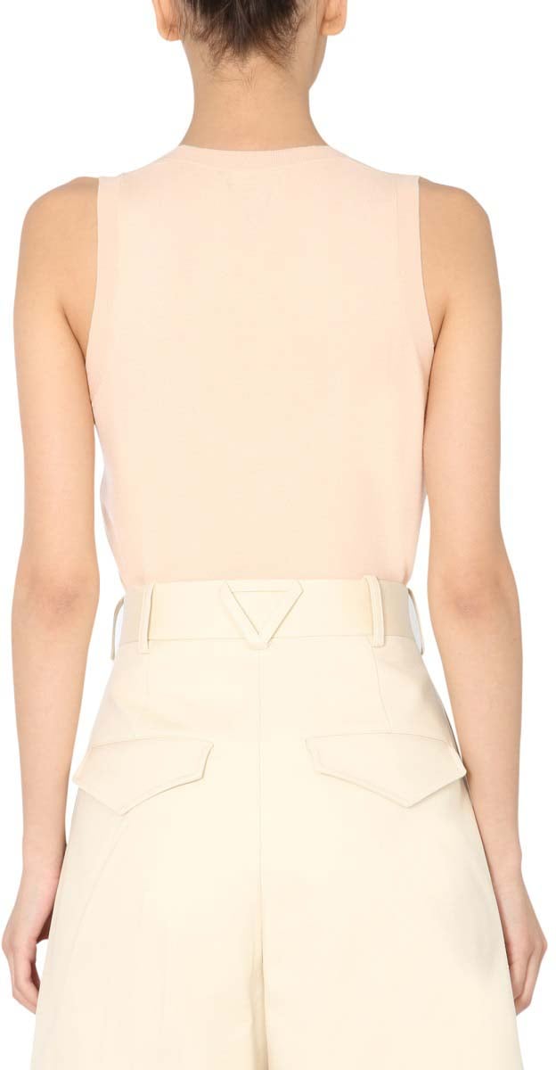 Bottega Veneta Sleeveless Cashmere Blend Sweater with Round Neckline Neutraal