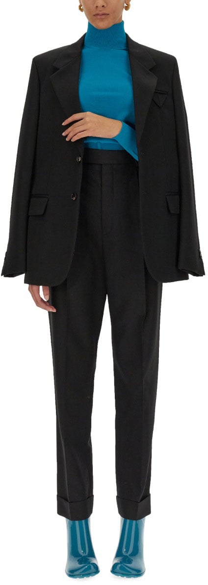 Bottega Veneta Reversible Single-Breasted Wool Jacket with Distinctive Closure Zwart