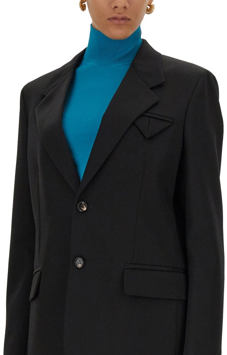 Bottega Veneta Reversible Single-Breasted Wool Jacket with Distinctive Closure Zwart
