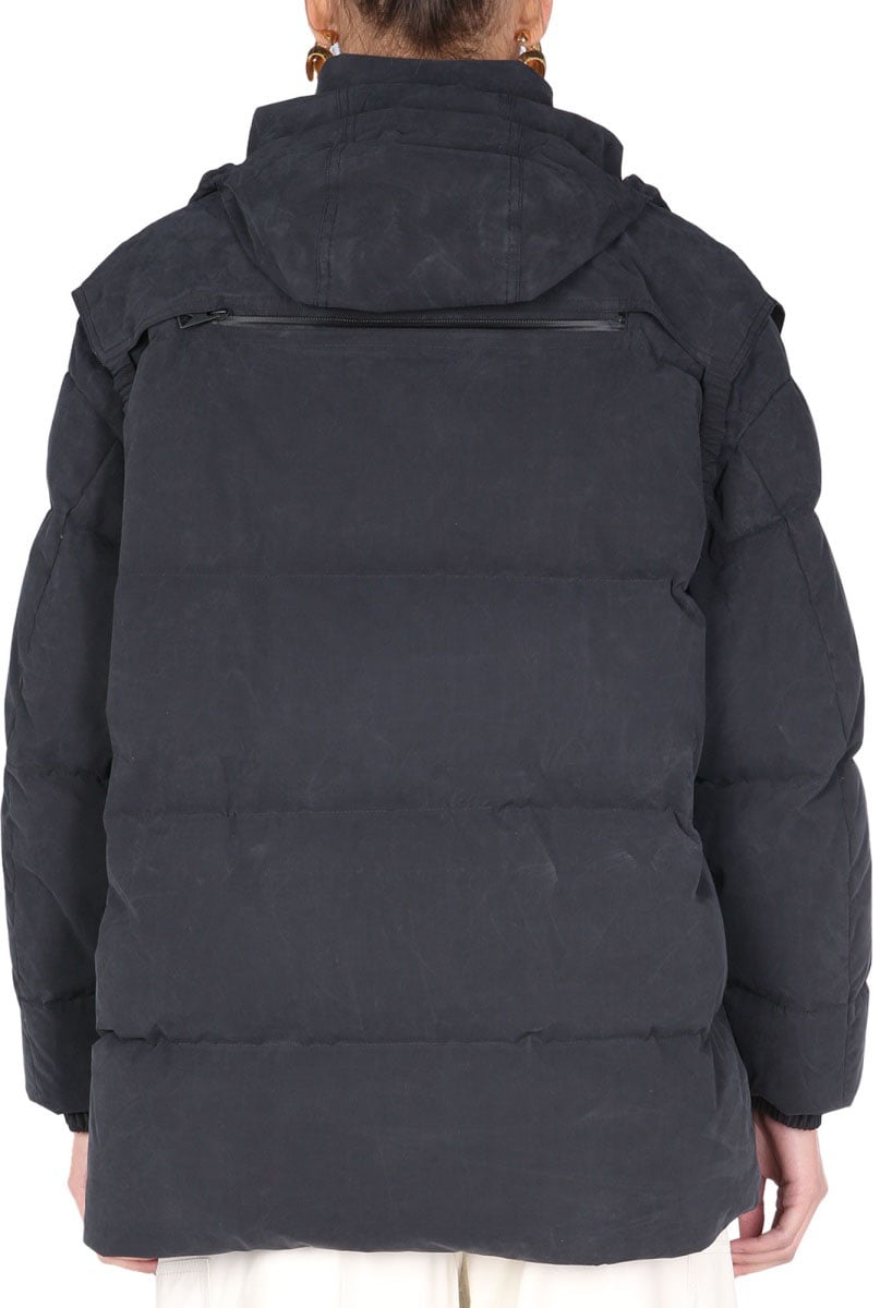 Bottega Veneta Hooded Down Jacket with Removable Hood Zwart