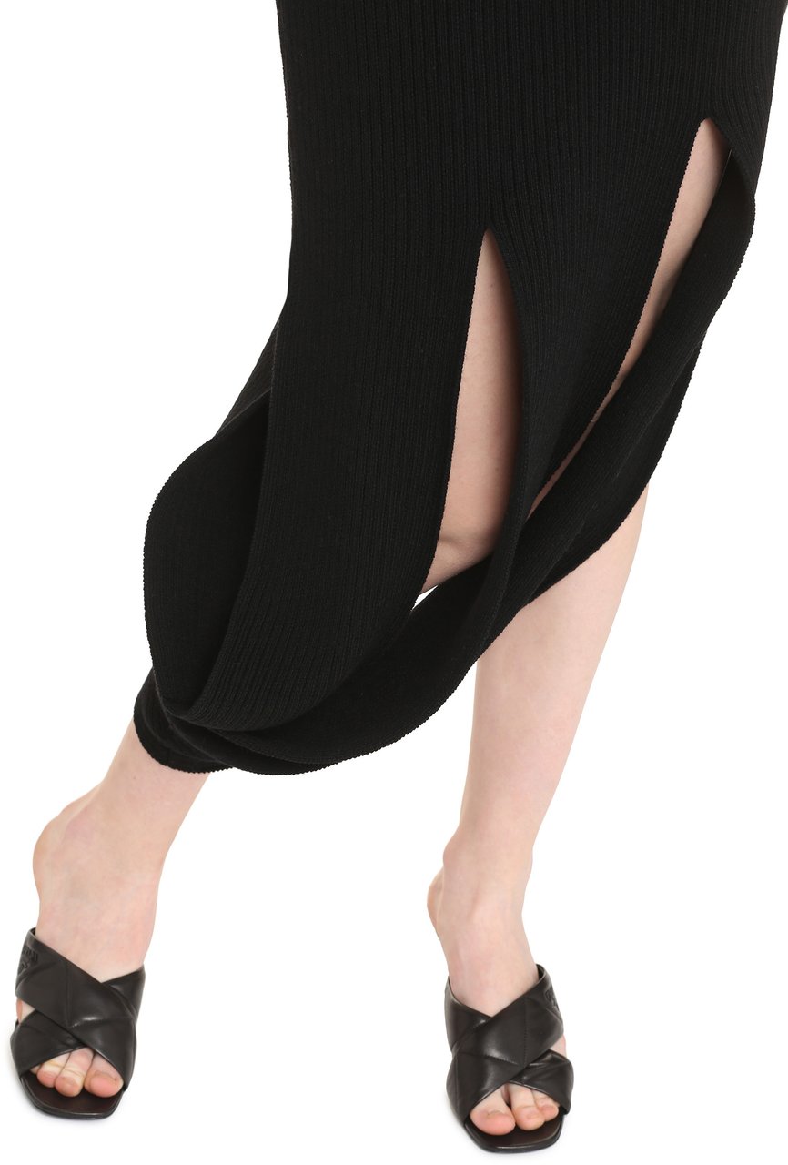 Bottega Veneta Ribbed knit dress Zwart