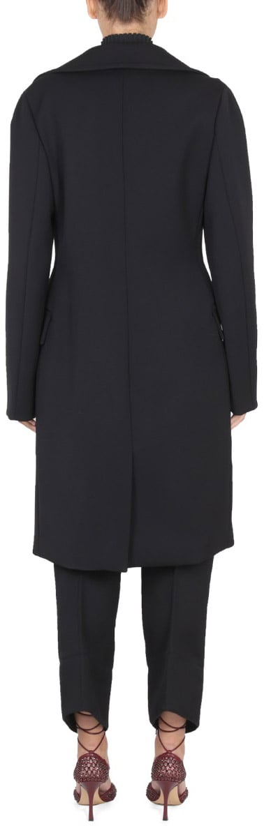 Bottega Veneta Double-Breasted Coat with Convertible Collar and Tailored Fit Zwart