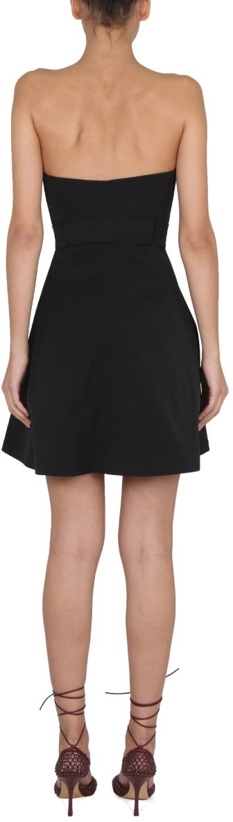 Bottega Veneta Structured Bustier Dress with Front Zip Closure Zwart