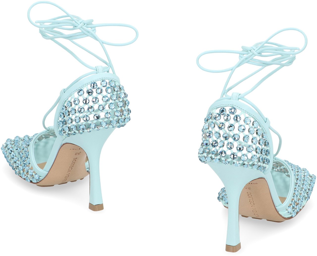 Bottega Veneta Sparkle Stretch heeled sandals Lichtblauw