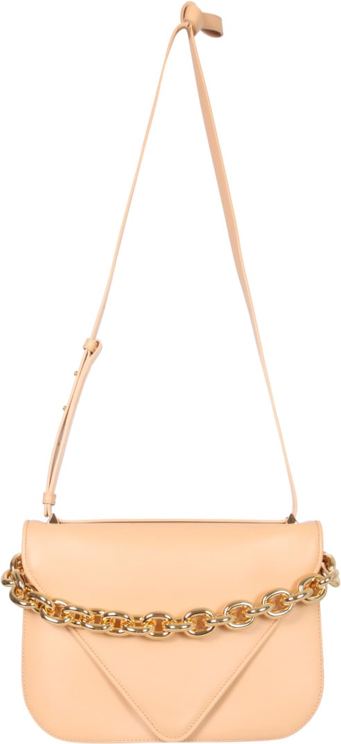 Bottega Veneta Structured Leather Shoulder Bag with Adjustable Strap Neutraal