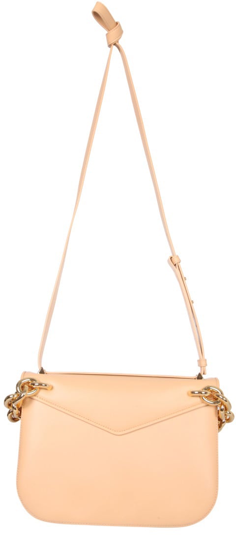 Bottega Veneta Structured Leather Shoulder Bag with Adjustable Strap Neutraal