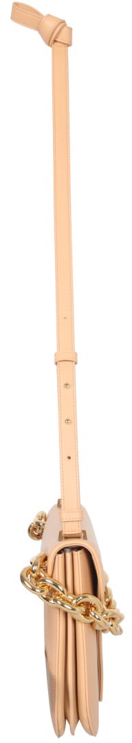 Bottega Veneta Structured Leather Shoulder Bag with Adjustable Strap Neutraal