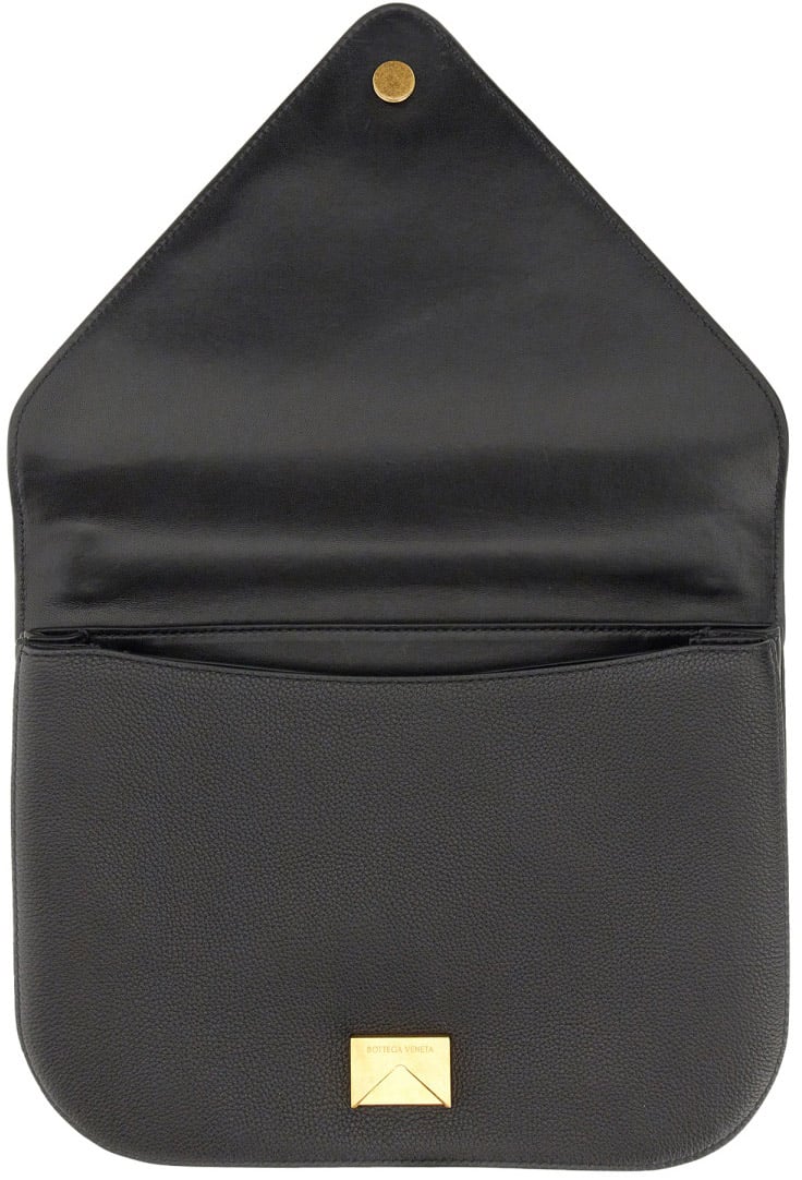Bottega Veneta Structured Leather Shoulder Bag with Adjustable Strap Zwart
