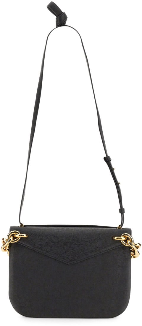Bottega Veneta Structured Leather Shoulder Bag with Adjustable Strap Zwart