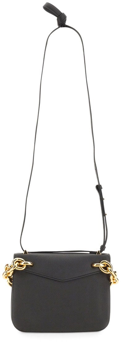 Bottega Veneta Suede Shoulder Bag with Extralarge Chain Handle Zwart