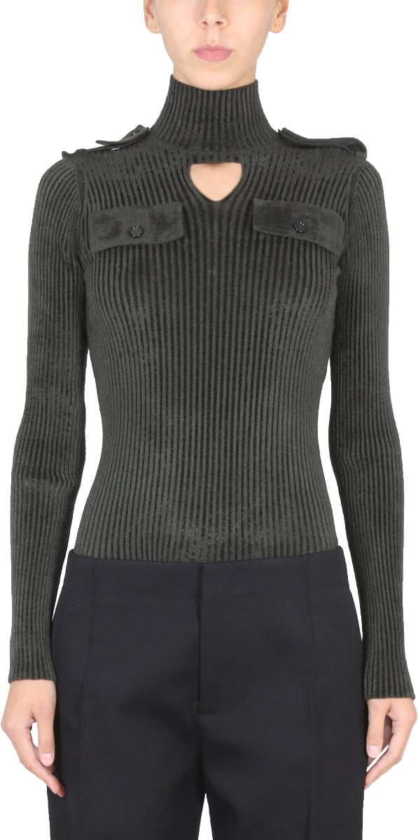 Bottega Veneta Military-Inspired High Collar Bottega Veneta Top Zwart