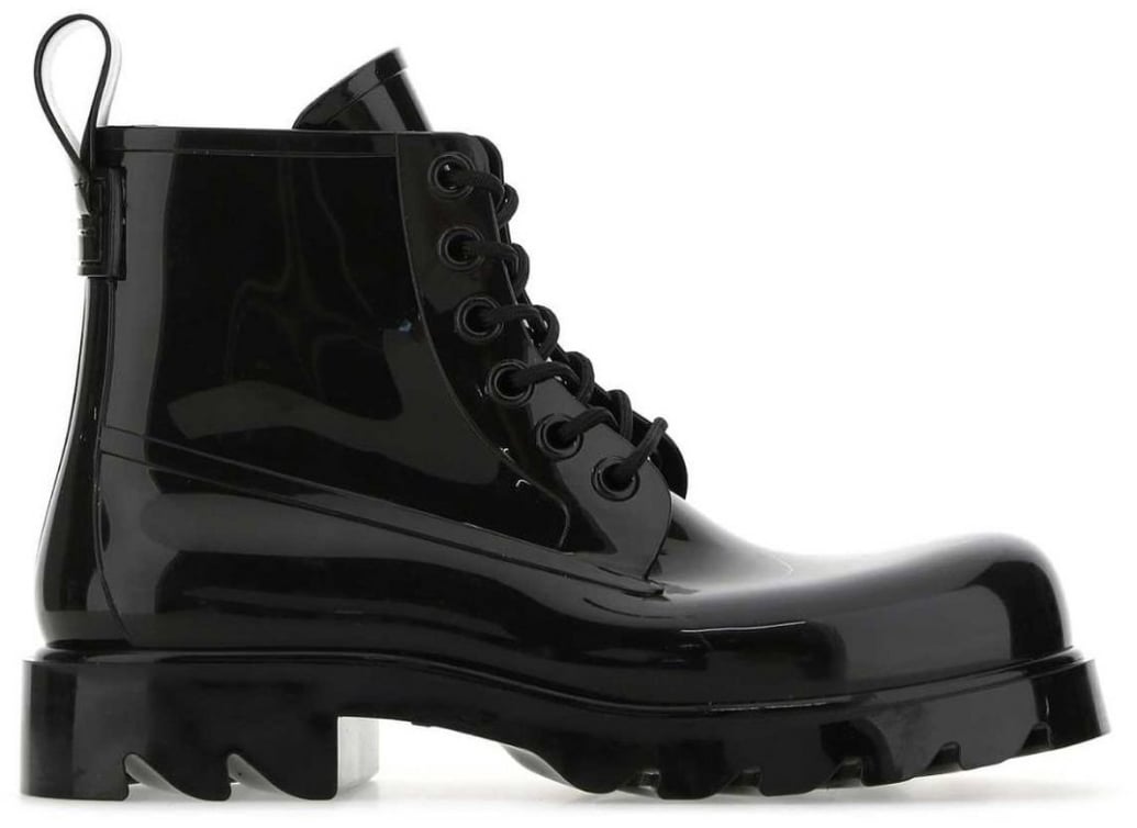 Bottega Veneta Round Toe Lace-up Combat Boots Zwart