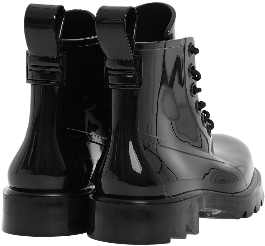 Bottega Veneta Round Toe Lace-up Combat Boots Zwart