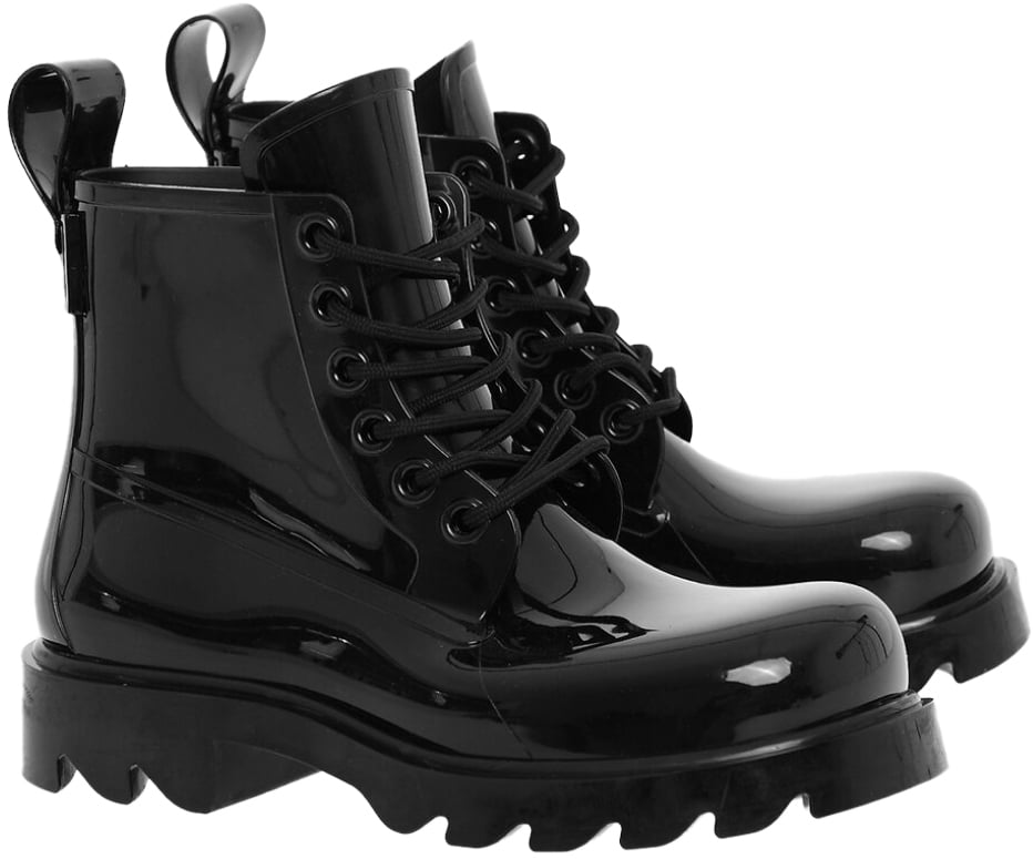 Bottega Veneta Round Toe Lace-up Combat Boots Zwart