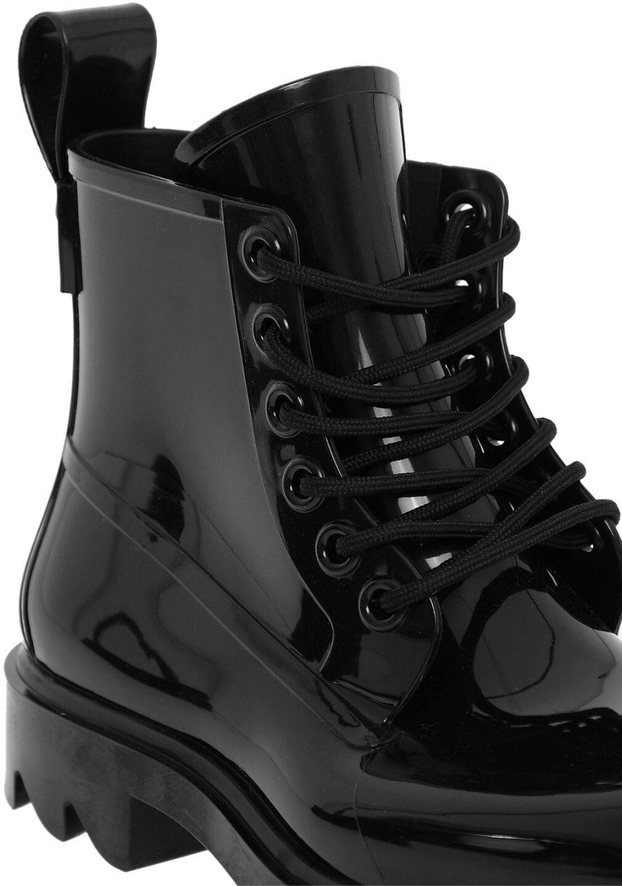 Bottega Veneta Round Toe Lace-up Combat Boots Zwart