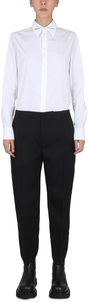 Bottega Veneta Pointed Collar Tailored Shirt Zilver