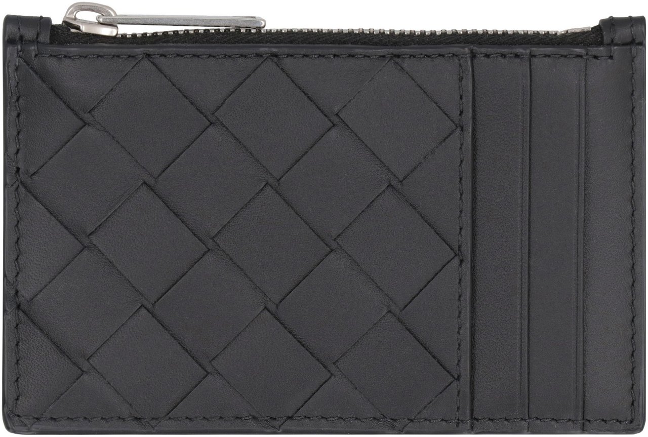 Bottega Veneta Leather card holder Zwart