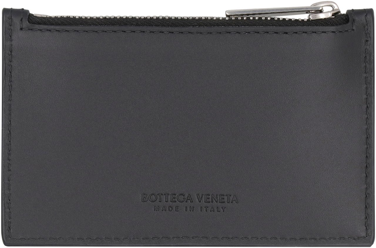 Bottega Veneta Leather card holder Zwart
