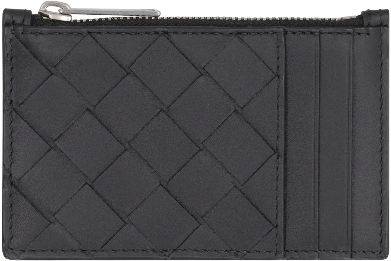Bottega Veneta Leather card holder Zwart