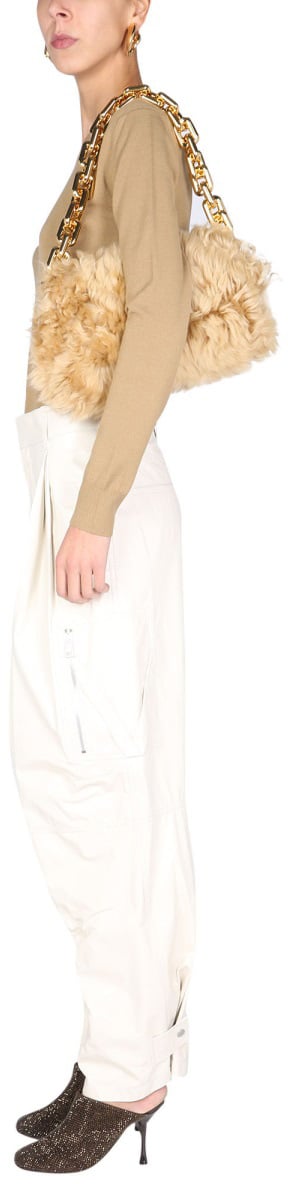 Bottega Veneta Leather Cargo Pants with Zip Closure Zwart
