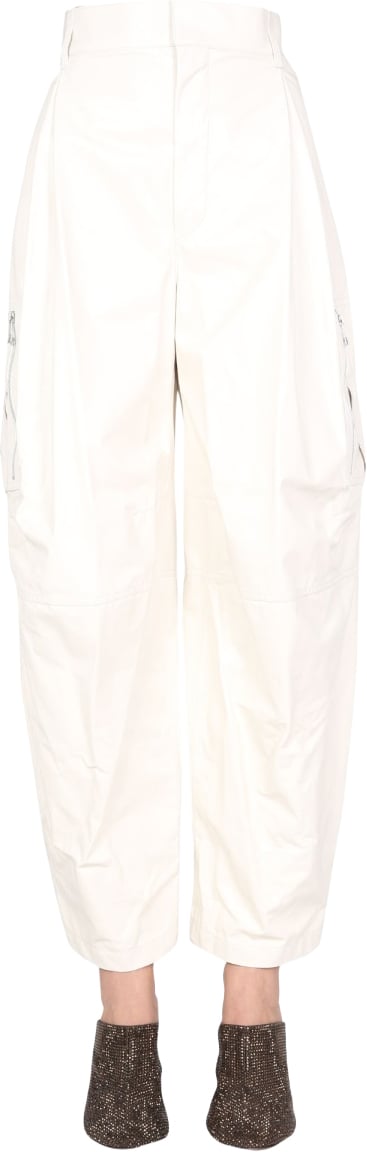 Bottega Veneta Leather Cargo Pants with Zip Closure Zwart