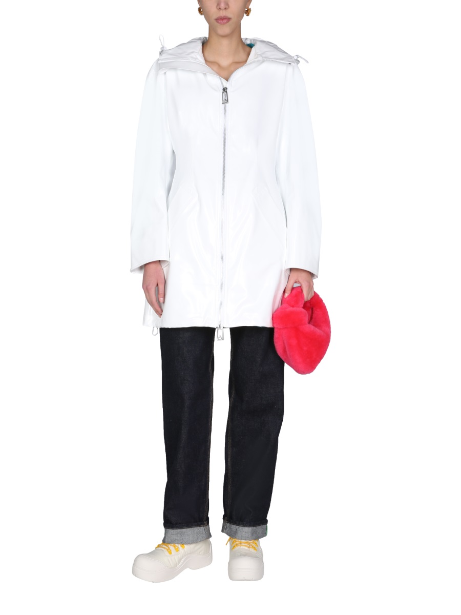 Bottega Veneta Hooded High Neck Parka with Front Zipper Closure Wit