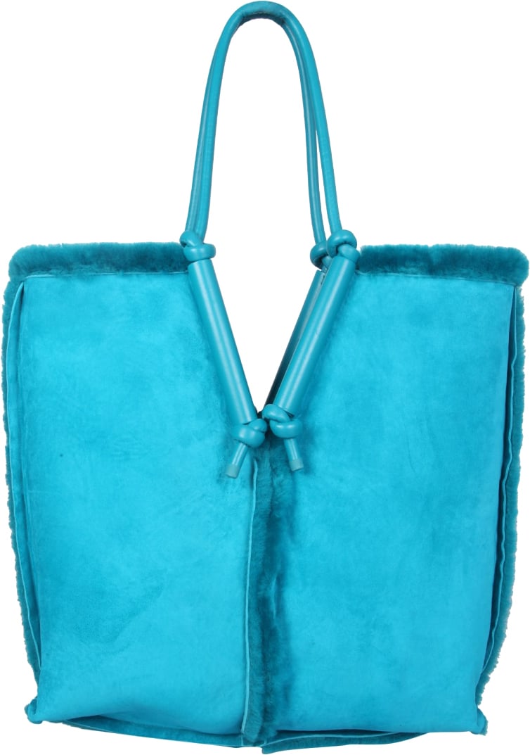 Bottega Veneta Unique Removable Double Handle Sherling Tote Bag Blauw