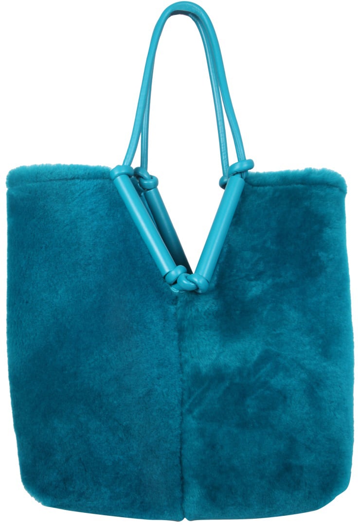 Bottega Veneta Unique Removable Double Handle Sherling Tote Bag Blauw