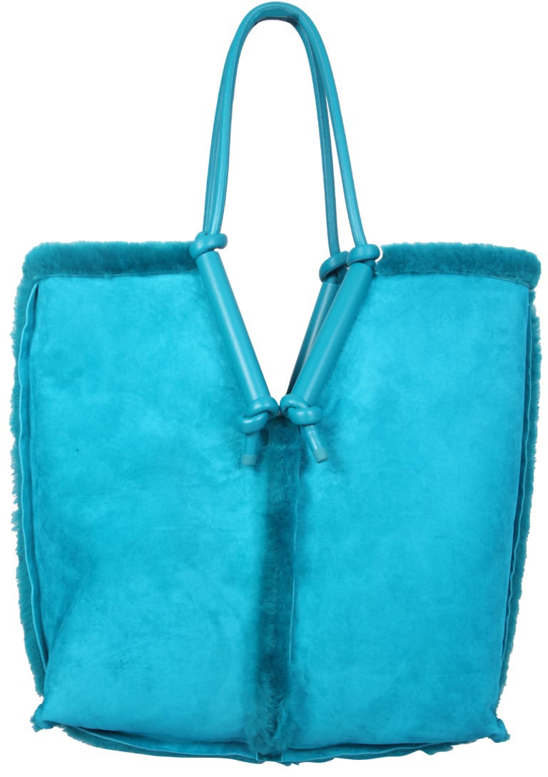 Bottega Veneta Unique Removable Double Handle Sherling Tote Bag Blauw