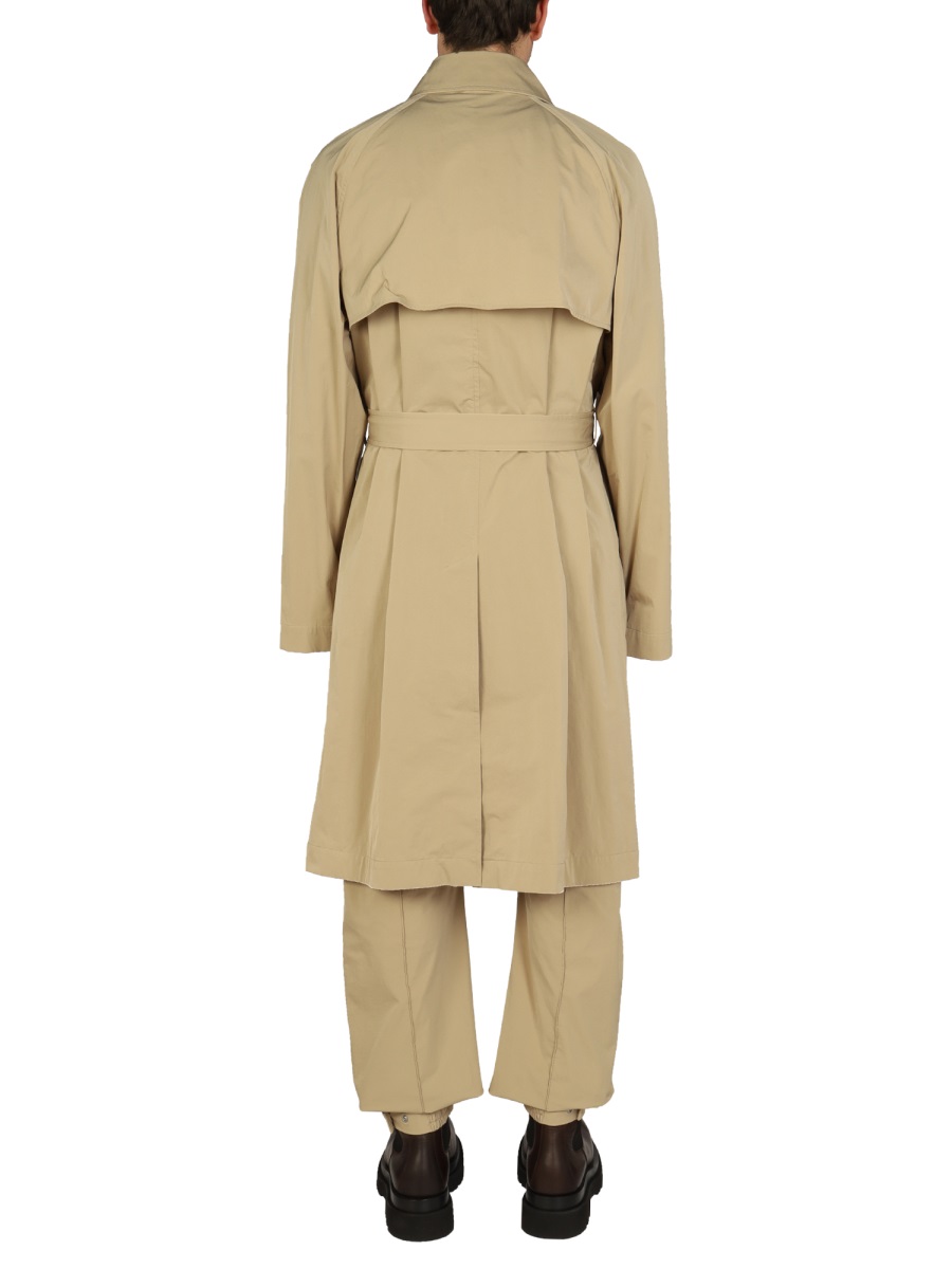 Bottega Veneta Double-Breasted Nylon Trench Coat with Classic Collar Neutraal