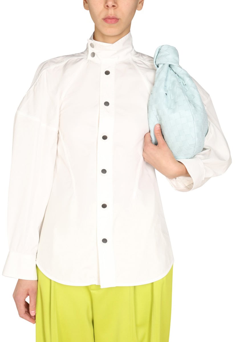 Bottega Veneta High Neck Button Closure Relaxed Fit Shirt Wit