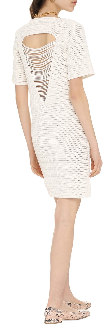Bottega Veneta Lace-effect knitted dress Neutraal