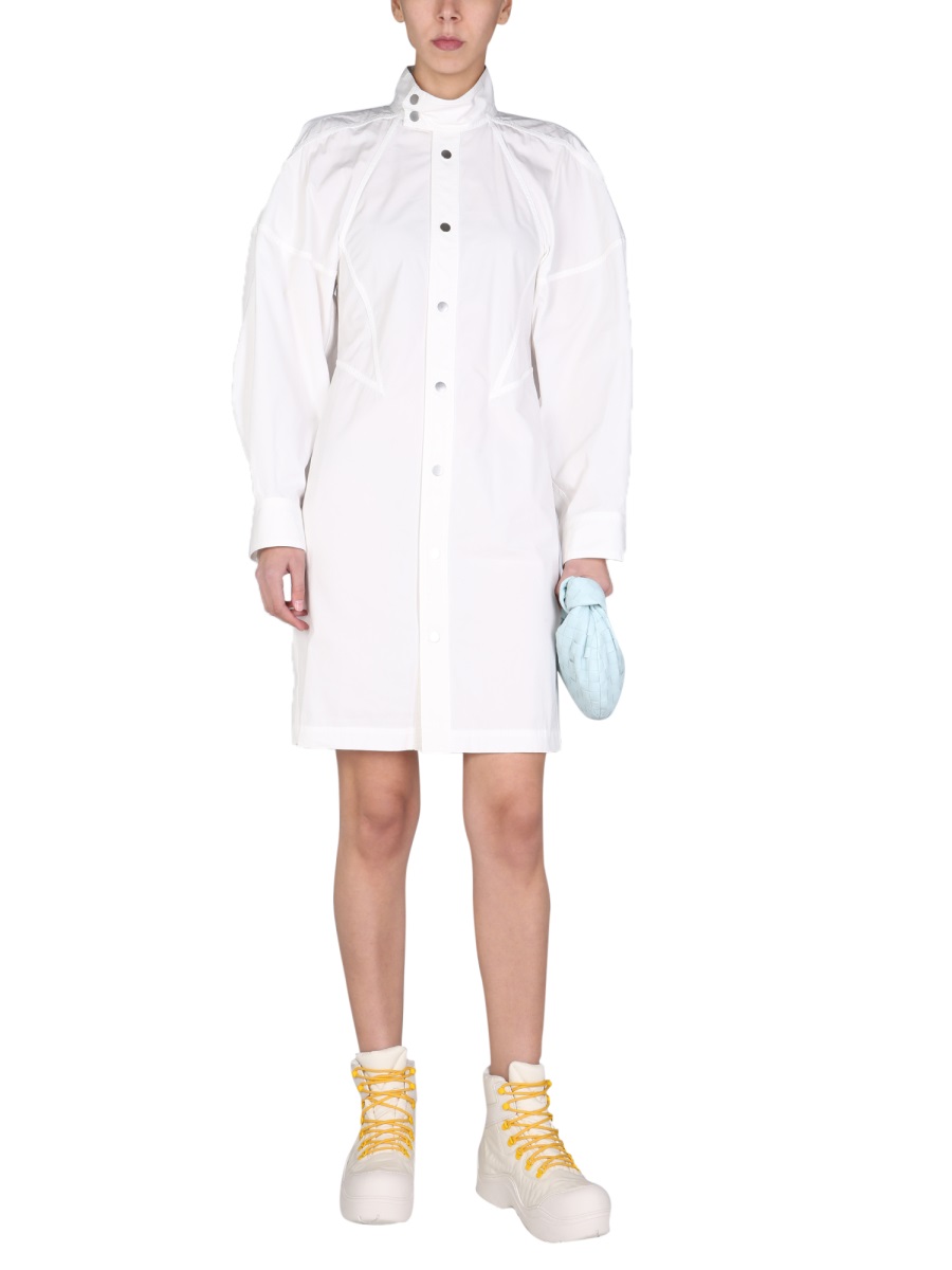 Bottega Veneta High Neck Midi Dress with Button Detailing Wit
