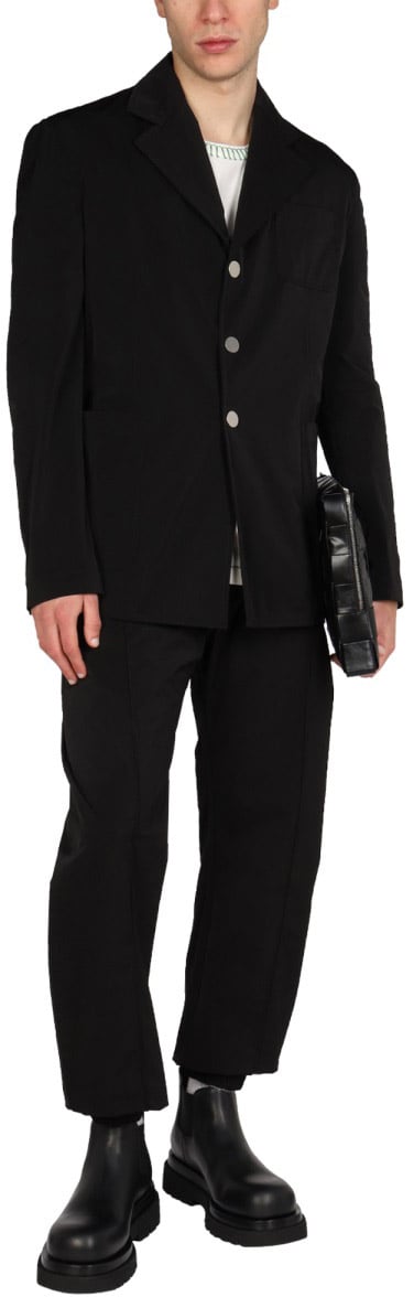 Bottega Veneta Single-Breasted Jacket with Notched Lapels Zwart